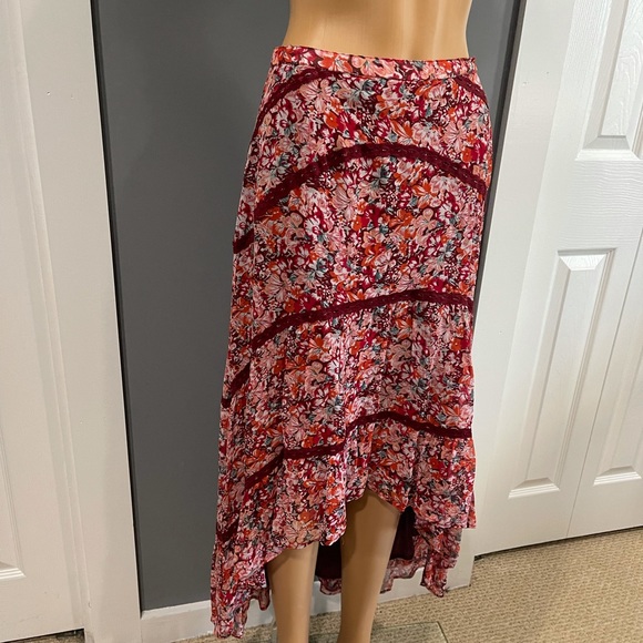 Cecilie Copenhagen Gaby Floral Print Midi Skirt In Red - Picture 4 of 10